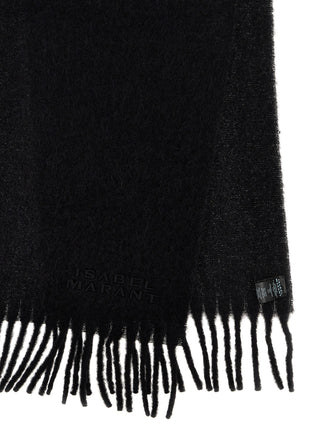 Bufanda negra de alpaca y cuero