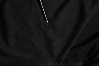 Black Silk Long Sleeves Draped Blouse Top