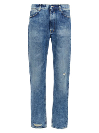 Jeans de pierna recta de algodón azul