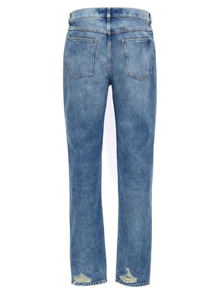 Jeans de pierna recta de algodón azul