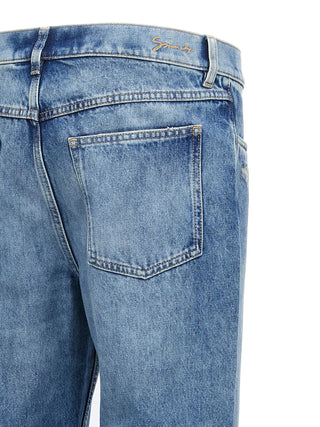 Jeans de pierna recta de algodón azul