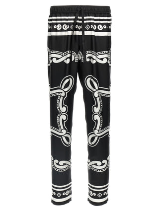 Bicolor Silk Casual Pants