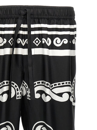 Bicolor Silk Casual Pants