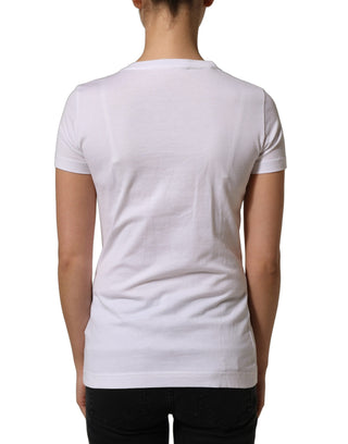 White DG Logo Embellished Round Neck T-shirt
