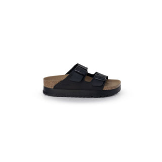 Black Synthetic Platform Sandals