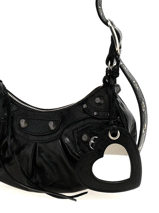 Bolso bandolera de piel de cordero negro