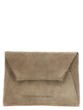 Gray Calfskin Clutch Bag