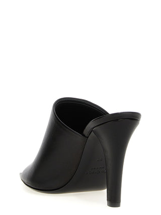 Black Leather Stiletto Heel Sandals