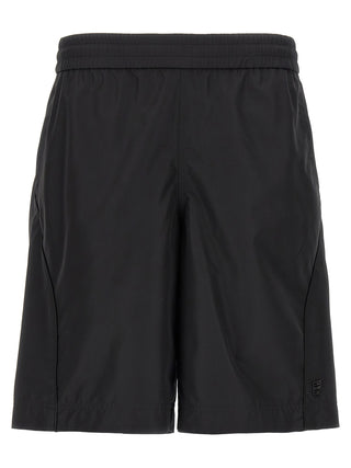 Black Polyester Bermuda Shorts