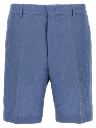 Blue Linen Bermuda Shorts