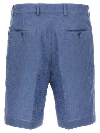 Blue Linen Bermuda Shorts