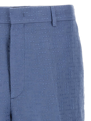 Blue Linen Bermuda Shorts