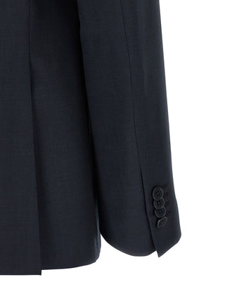 Traje de dos piezas de lana azul