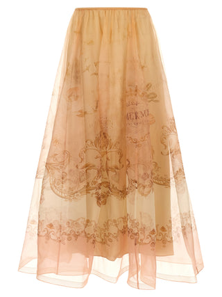 Beige Silk Mini Skirt