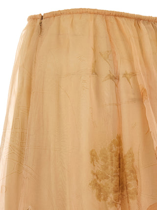 Minifalda de seda beige