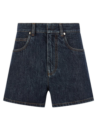 Blue Cotton Bermuda Shorts