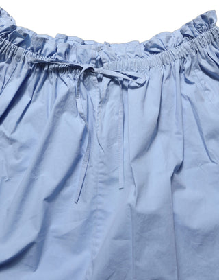 Light Blue Cotton Off Shoulder Long Sleeves Top