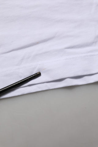 White Floral Logo Cotton Round Neck T-shirt