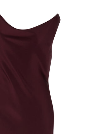 Vestido largo de poliéster burdeos