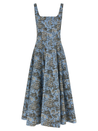 Blue Cotton Midi Dress