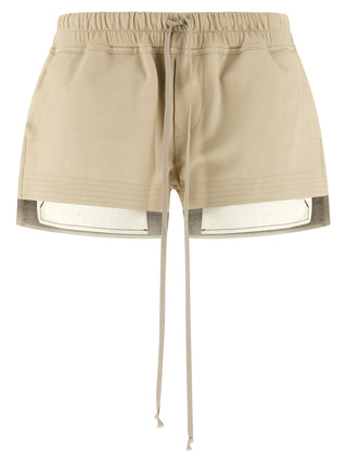 Beige Lamb Leather Bermuda Shorts