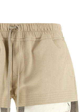Beige Lamb Leather Bermuda Shorts