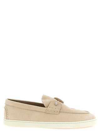 Beige Calfskin Slip-On Loafers