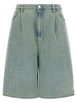 Blue Cotton Bermuda Shorts
