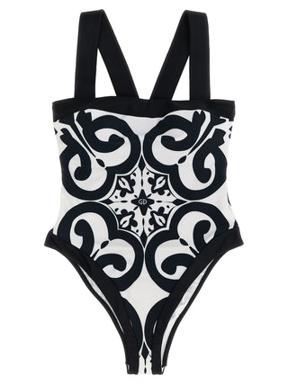 Bicolor Polyester One-Piece Swimsuit
