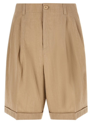 Beige Linen Bermuda Shorts