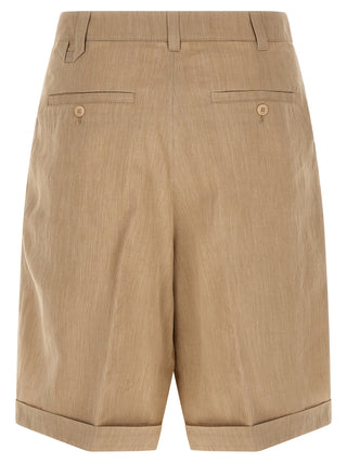 Beige Linen Bermuda Shorts