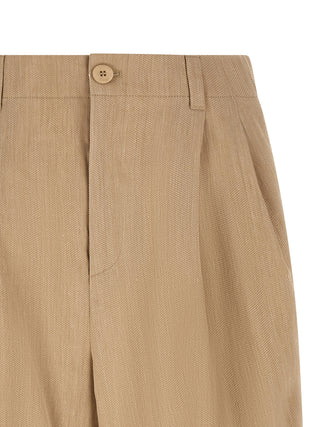 Beige Linen Bermuda Shorts