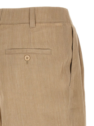 Beige Linen Bermuda Shorts