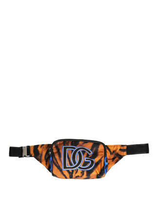 Brown Tiger Print Nylon Fanny Waist Pack Borse Men Bag