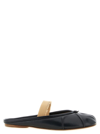 Black Lamb Leather Mules