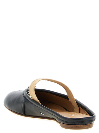 Black Lamb Leather Mules