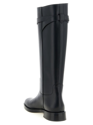 Black Calfskin Over The Knee