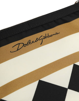 Multicolor Checkered Logo Print Nylon Clutch Borse Bag