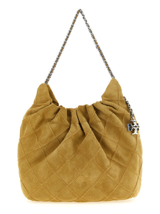 Bolso de hombro de piel de becerro beige