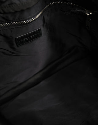 Mochila de cuerda de poliéster a rayas blancas y negras para hombre  