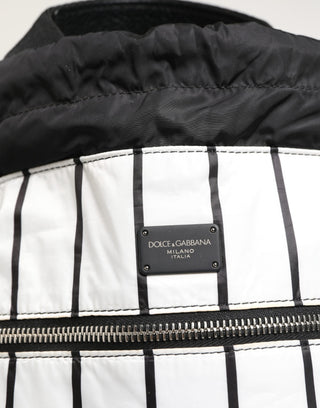 Mochila de cuerda de poliéster a rayas blancas y negras para hombre  
