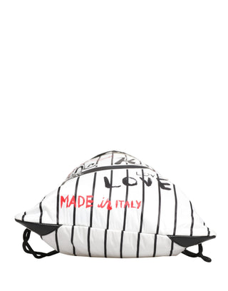 Mochila de cuerda de poliéster a rayas blancas y negras para hombre  