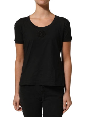 Black DG Logo Cotton Round Neck Tee T-shirt