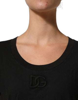 Black DG Logo Cotton Round Neck Tee T-shirt