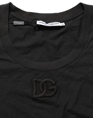 Black DG Logo Cotton Round Neck Tee T-shirt