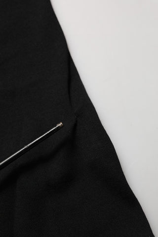 Black Wool Crew Neck Short Sleeves T-shirt