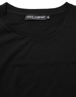 Black Wool Crew Neck Short Sleeves T-shirt