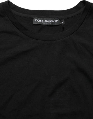 Black Wool Crew Neck Short Sleeves Men T-shirt
