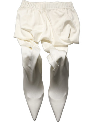 White High Heels Pumps Jersey Tights Shoes