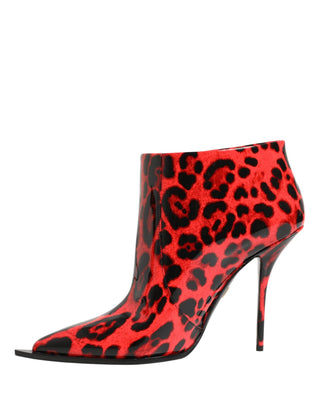 Red Leopard Cardinale Ankle Boots Shoes